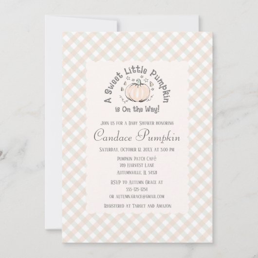 Neutral Little Pumpkin Fall Baby Shower Einladung (Vorderseite)