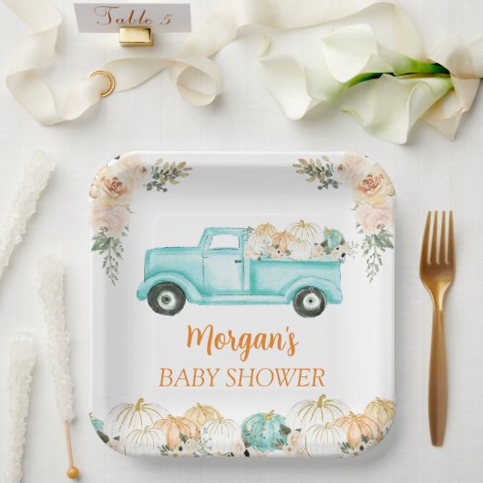 Neutral Little Pumpkin Niedlich Baby Shower Pappteller (Hochzeit)