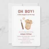 Neutral Little Slugger Baseball Baby Shower Einladung (Vorderseite)