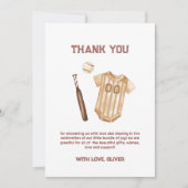 Neutral Little Slugger Baseball Boy Baby Shower Dankeskarte (Vorderseite)