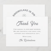 Neutral Little Snowflake Winter Baby Shower Dankeskarte (Vorne/Hinten)