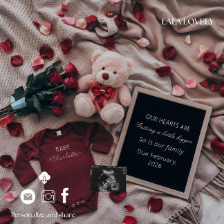 Neutral love themed  Pregnancy Announcement Card Ankündigung