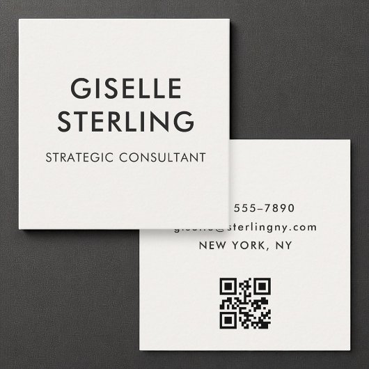 Neutral Luxury Minimal Typografy QR Code Quadratische Visitenkarte