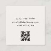 Neutral Luxury Minimal Typografy QR Code Quadratische Visitenkarte (Rückseite)