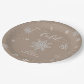 Neutral Magical Winter Snowflake Baby Shower Pappteller (Schrägansicht)