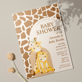 Neutral Mama und Baby Giraffe Babydusche Einladung