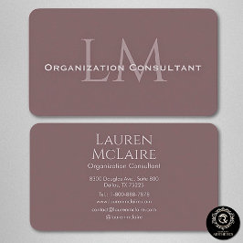 Neutral Mauve Taupe Monogram Business Card Visitenkarte