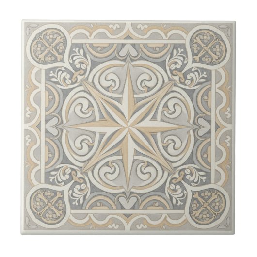 Neutral Mediterranean Pattern Pat#12 Greige ID1195 Fliese (Vorderseite)