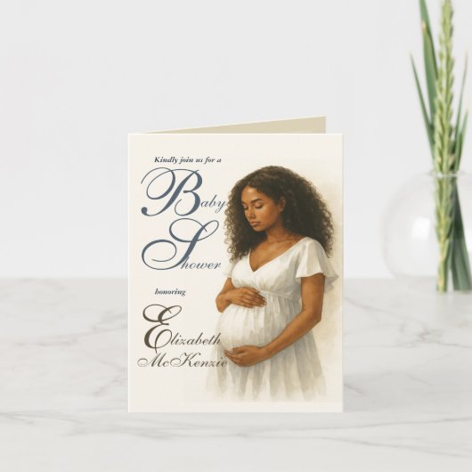 Neutral Minimal Baby Shower Black Mom to be Einladung (Vorderseite)