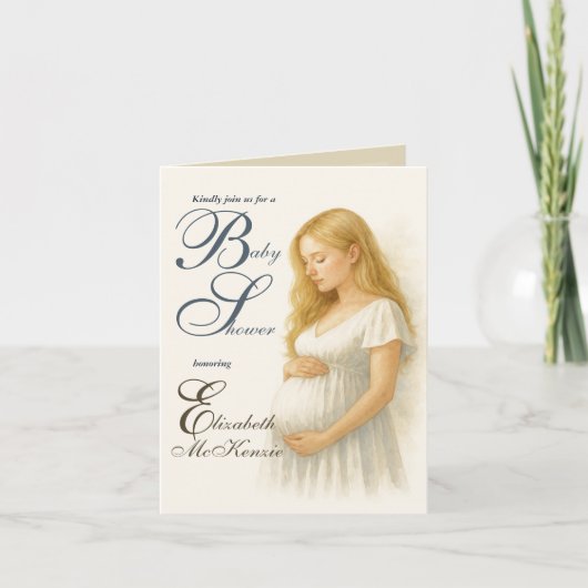 Neutral Minimal Baby Shower Blode Mom to be Einladung (Vorderseite)