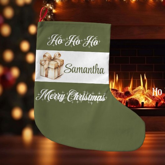 Neutral Minimal Christmas Stocking Custom Großer Weihnachtsstrumpf