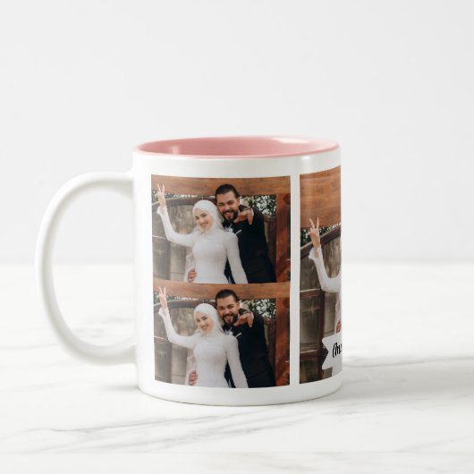 Neutral Minimalist Photo Bridesmaid  Zweifarbige Tasse (Links)