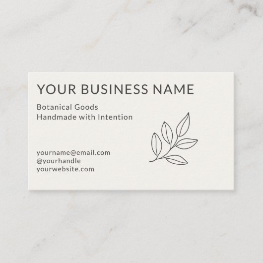 Neutral Minimalist Simple Botanical Small Visitenkarte (Vorderseite)