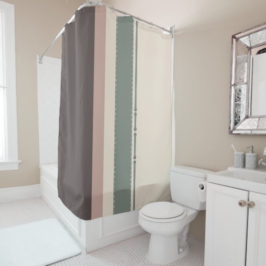 Neutral Minimalist Striped – Simple and Sleek Duschvorhang (Beispiel)
