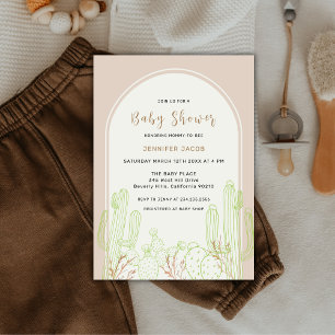 Neutral Minimalistisch Boho Cactus Arch Baby Showe Einladung