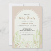 Neutral Minimalistisch Boho Cactus Arch Baby Showe Einladung (Vorderseite)