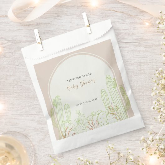 Neutral Minimalistisch Boho Cactus Arch Baby Showe Geschenktütchen (Ausgeschnitten)