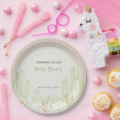 Neutral Minimalistisch Boho Cactus Arch Baby Showe Pappteller (Party)