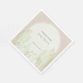 Neutral Minimalistisch Boho Cactus Arch Baby Showe Serviette (Ecke)
