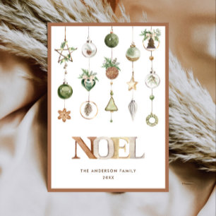 Neutral Minimalistisch Boho Weihnachtskomposition Feiertagskarte