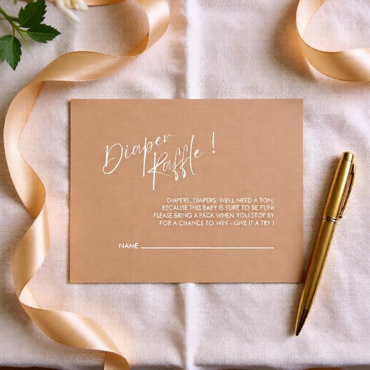 Neutral Modern Baby Shower Diaper Raffle Begleitkarte