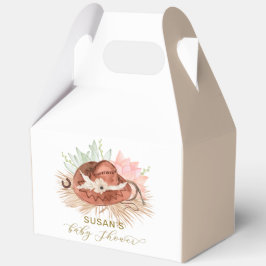 Neutral Modern Boho Cactus Cowboy Hat Baby Shower Geschenkschachtel