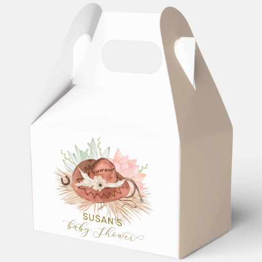 Neutral Modern Boho Cactus Cowboy Hat Baby Shower Geschenkschachtel (Vorderseite)