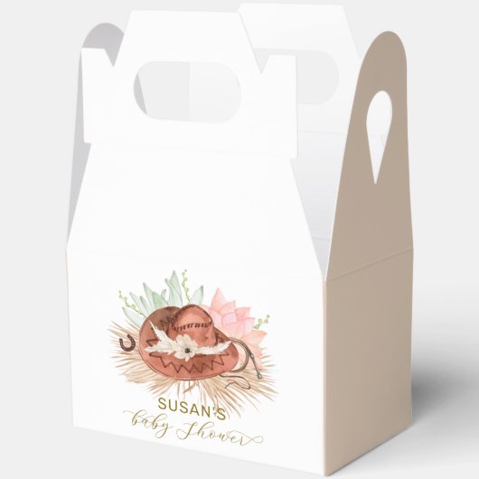 Neutral Modern Boho Cactus Cowboy Hat Baby Shower Geschenkschachtel (Offen)