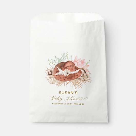 Neutral Modern Boho Cactus Cowboy Hat Baby Shower Geschenktütchen (Vorderseite)