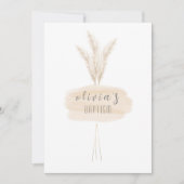Neutral Modern Boho Pampas Christening Taufe Einladung (Vorderseite)