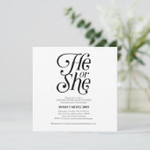 Neutral, modern, er oder sie, Genderoffenbarung Einladung (Stehend Vorderseite)