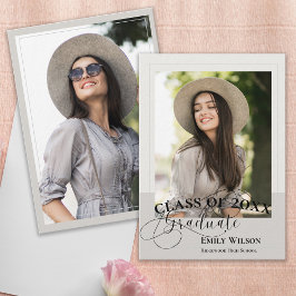 Neutral Modern Photo Graduation Announcement Einladung