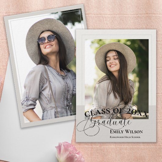 Neutral Modern Photo Graduation Announcement Einladung