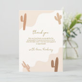 Neutral-moderne Elegant Boho Cactus Baby Shower Dankeskarte (Stehend Vorderseite)