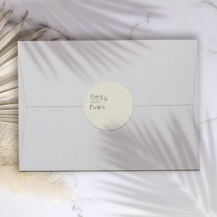 Neutral-moderne Minimalistische Hochzeitsticker Runder Aufkleber