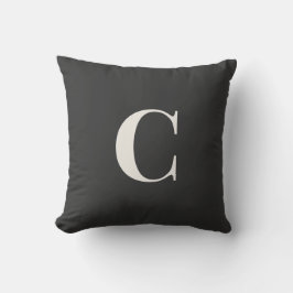Neutral Monogram Dorm Pillow | Ivory & Gray Kissen