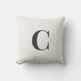 Neutral Monogram Dorm Pillow | Ivory & Gray Kissen