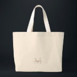 Neutral-Monogram für Gold und Gray Script Jumbo Stoffbeutel<br><div class="desc">Tragetasche. Gold & Gray Monogram. Neutral.</div>