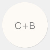 Neutral Monogram Modern Wedding Runder Aufkleber (Vorderseite)