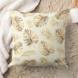 Neutral Monstera and Palm Leaves Pattern Kissen