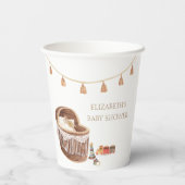 Neutral Niedlich Boho Bassinet Toy Baby Shower Pappbecher (Rückseite)