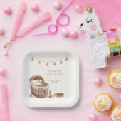 Neutral Niedlich Boho Bassinet Toy Baby Shower Pappteller (Party)