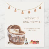 Neutral Niedlich Boho Bassinet Toy Baby Shower Weinetikett (Einzelnes Label)