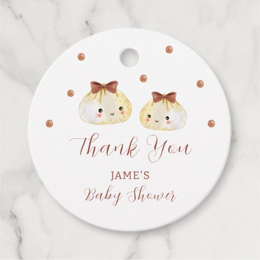Neutral Niedlich Dumpling Babydusche Danke Geschenkanhänger (Vorderseite)