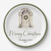 Neutral Nordic Christmas Script Personalized Plate Pappteller (Vorderseite)