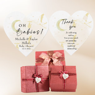 Neutral Oh Babies, Zwillingsstorchen Herzbegüterun Geschenkanhänger