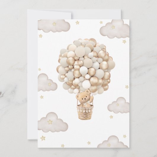 Neutral Oh Baby Bear Baby Dusche Einladung (Rückseite)