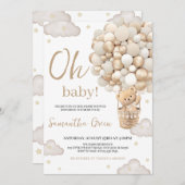 Neutral Oh Baby Bear Baby Dusche Einladung (Vorne/Hinten)