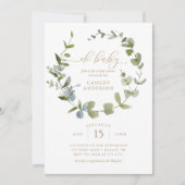 Neutral Oh Baby Eucalyptus Baby Shower Invi Einladung (Vorderseite)