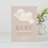 Neutral Oh Baby Quote Minimal Baby Dusche Einladung (Stehend Vorderseite)